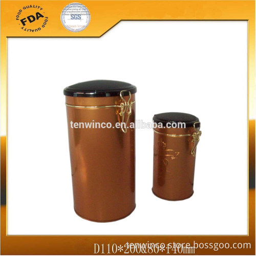 Round Sealed Tea Tin Can with Metal Clip